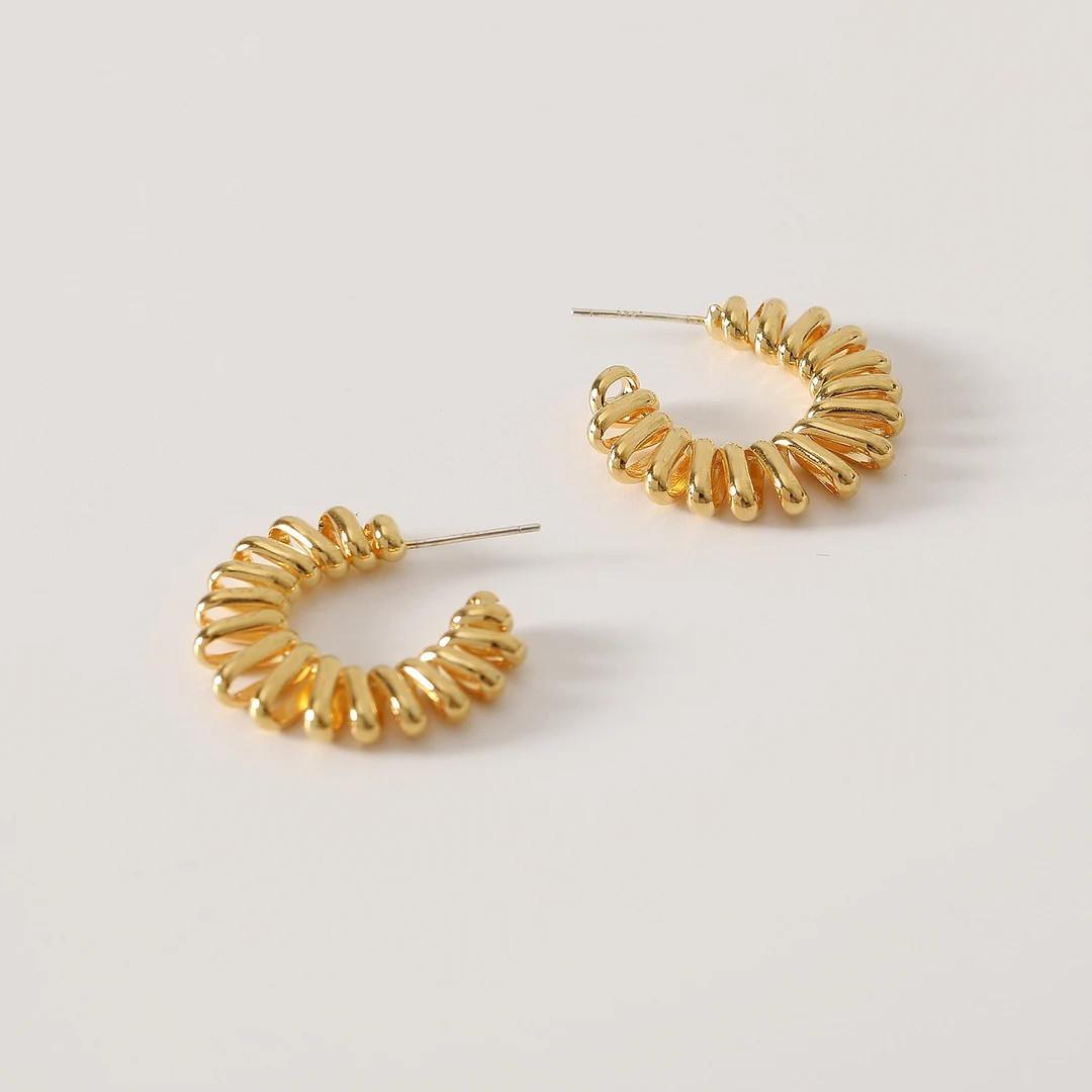 Twist Hoop Earrings,18k Shiny Gold Earring Hoops, Gold Plated Earrings, Lightweight Hollow Hoops,... | Etsy (US)