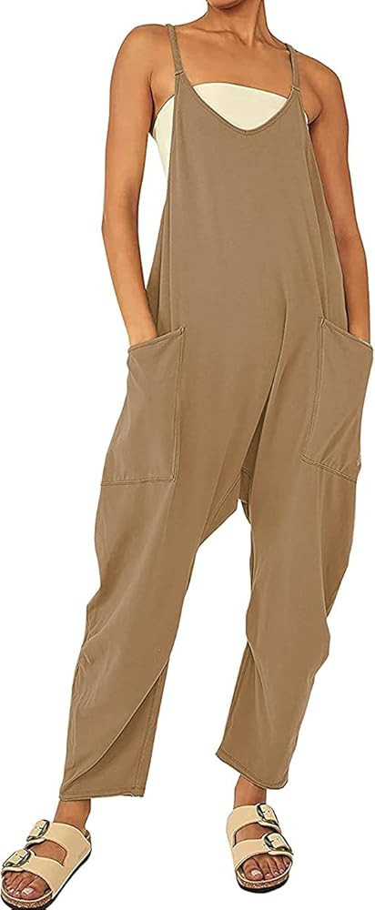 Black Jumpsuit for Women Wide Leg Jumpsuit with Pockets Sleeveless Loose Baggy Jumpsuits for Wome... | Amazon (US)