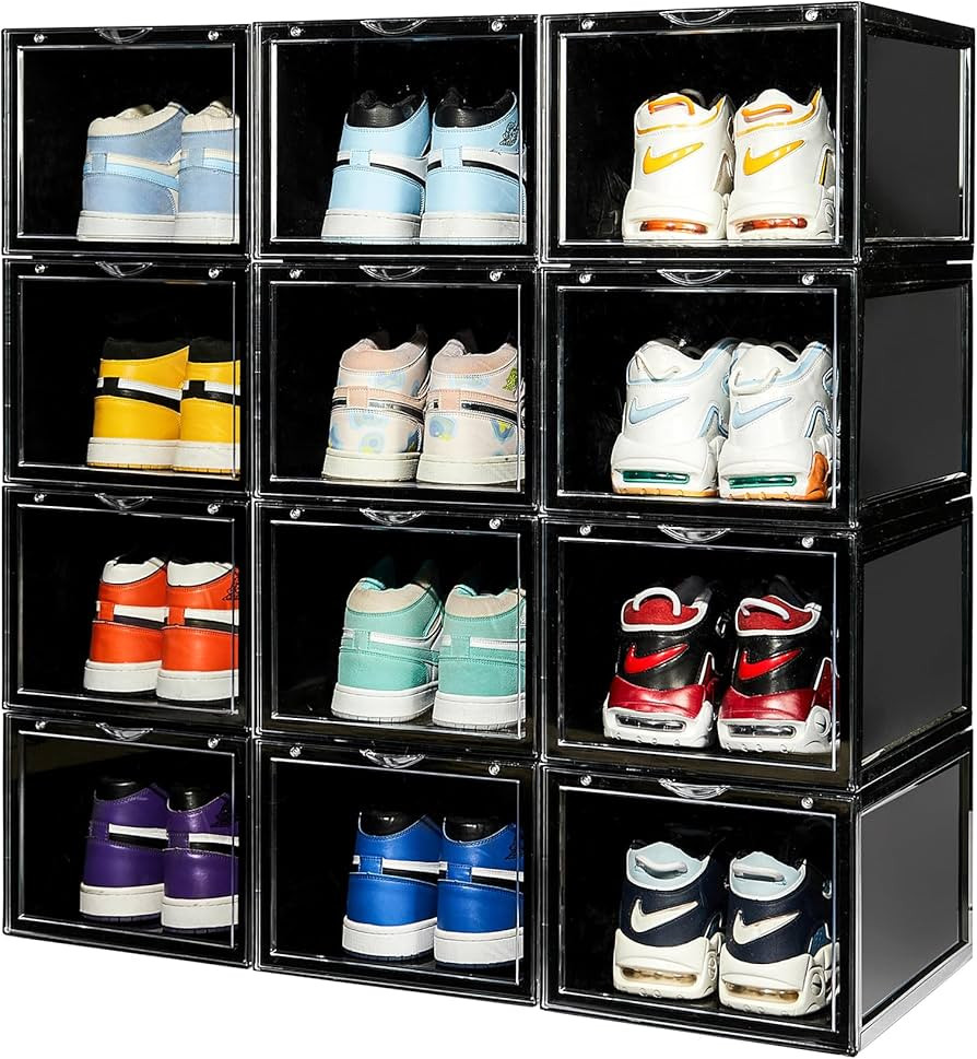 SPACECRAFTERS® Shoe Boxes Clear Plastic Stackable with Magnetic Door, Foldable Shoe Organizer, S... | Amazon (US)