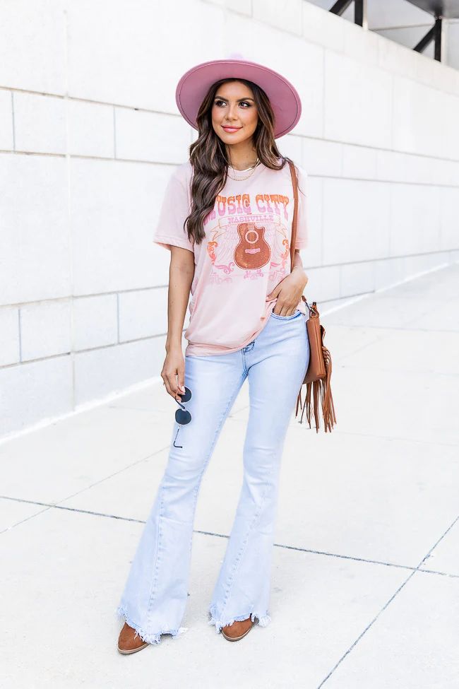 Music City Nashville Peach Graphic Tee | Pink Lily