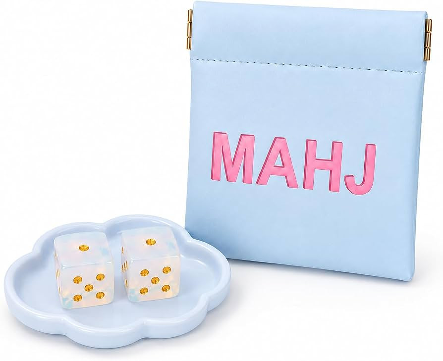 Mahjong Dice Tray Set with MAHJ Pouch, Cloud Tray and 2 Natural Crystal dice, American Tile Game ... | Amazon (US)