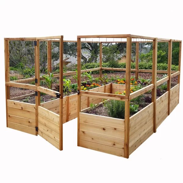 8 ft. w x 8 ft. D Cedar Garden in a Box with Deer Fence | Wayfair North America