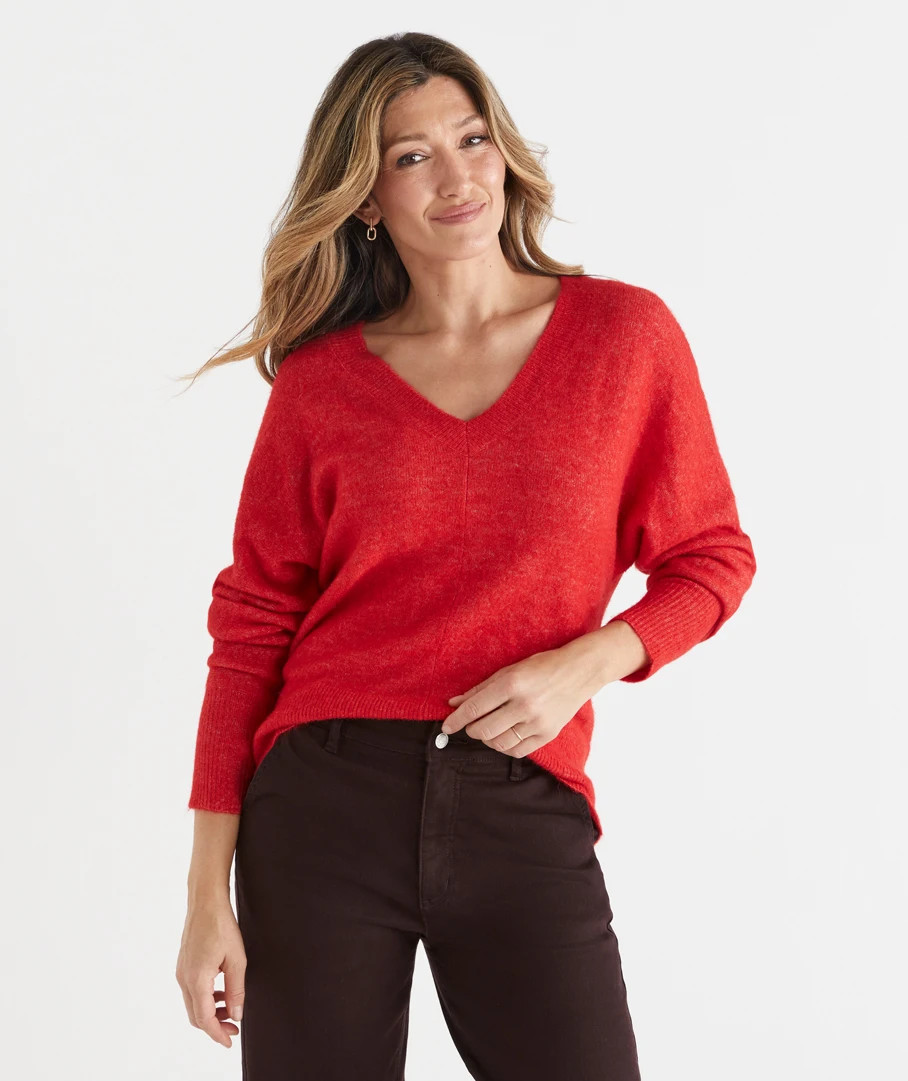 Brushed V Neck Jumper | Sussan