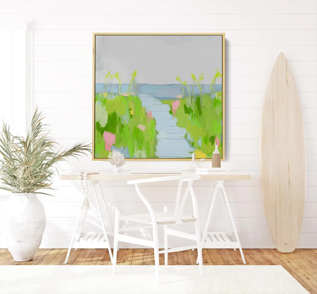 Coastal Landscape Painting: Green & Blue Wall Art, Canvas or Paper - Etsy | Etsy (DACH)
