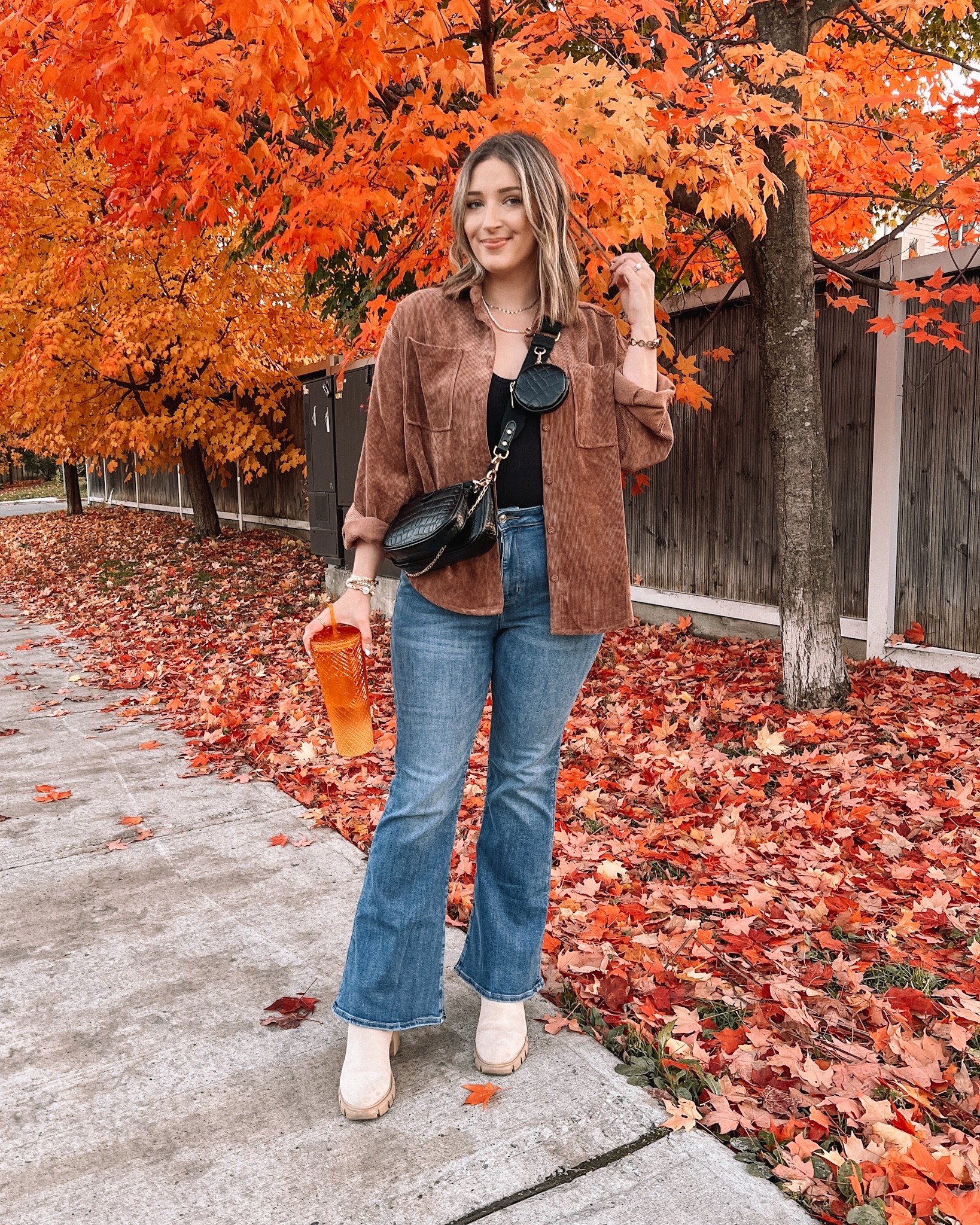 Fall outfit - medium wash flare jeans (wearing size 10), black halter top (wearing M), brown corduroy shirt (linked similar)

Midsize style, fall 2022 fashion trends


#LTKunder100 #LTKSeasonal #LTKstyletip