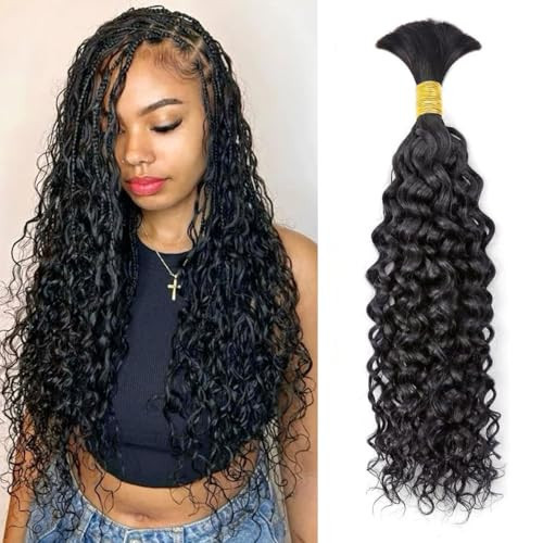 Human Braiding Hair 1 Bundle 50g 12A Water Wave Bulk Human Hair for Braiding Wet and Wavy No Weft Human Braiding Hair for Boho Braids Brazilian Virgin Human Hair Braiding Hair 22 Inch Natural Black | Amazon (US)