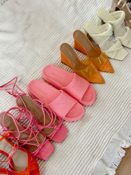 Trending summer sandals! Great quality & all fit TTS! 

Wrapped heels. Wedge sandals. Strappy sandals. Prada slides. Block heels. Platform sandals. Trends. 

#LTKSeasonal #LTKshoecrush #LTKstyletip