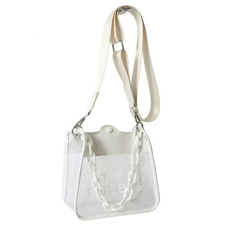 Women Crossbody Bag Chain Letter Print PVC Transparent Shoulder Bag Clear Purse | Walmart (US)