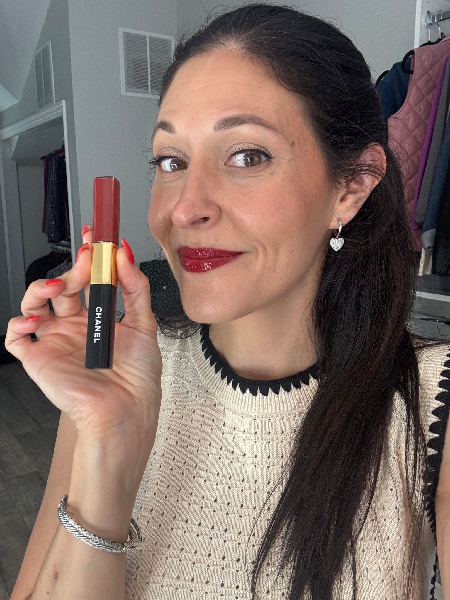 I can’t rave enough about these lipsticks from Chanel. I have them in tons of colors and I’ve used them for years. It’s the only lipstick that completely stays put and doesn’t dry out your lips. I especially love it for darker colors. So perfect for meals and other events where you don’t want your lipstick coming off immediately. This red is especially stunning! The shade is called Ever Red. I also love Soft Rose, Timeless Beige, and Intense Caramel.

#LTKBeauty #LTKFindsUnder50 #LTKSummerEdit