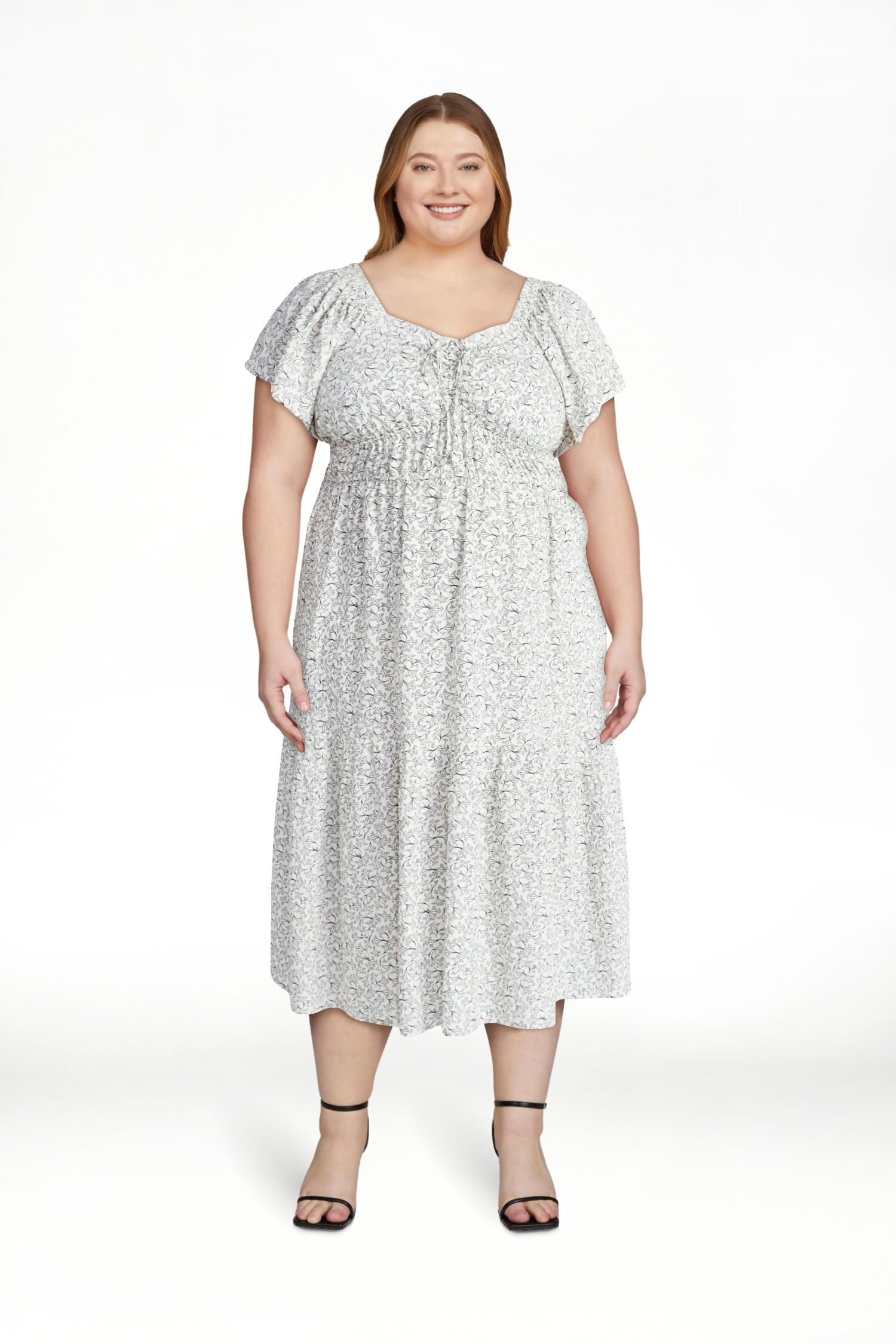Terra & Sky Women's Plus Size Sweetheart Maxi Dress with Flutter Sleeves, Sizes 0X-4X | Walmart (US)