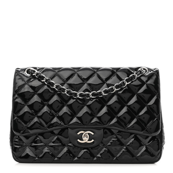 Patent Quilted Jumbo Double Flap Black | FASHIONPHILE (US)