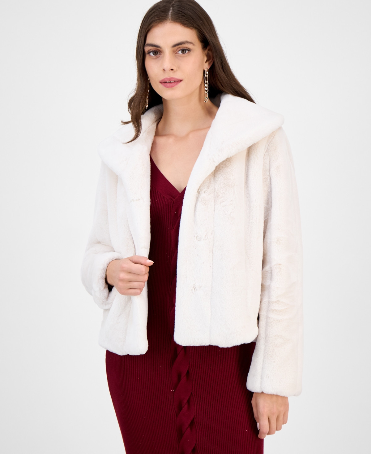 Guess Women's Sophy Faux-Fur Jacket - Muted Stone | Macy's