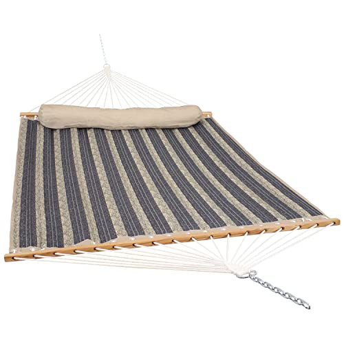 Sunnydaze Quilted Double Hammock for Outside with Spreader Bars and Pillow - 450 lb Capacity, 74x55 Inch Bed, UV Resistant, Quick Dry - Chains Included, Stand Sold Separately - Mountainside | Amazon (US)