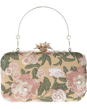 Womens Vintage Floral Embroidery Clutch Evening Handbag Shoulder Bags Purse for Wedding Party Pro... | Amazon (US)