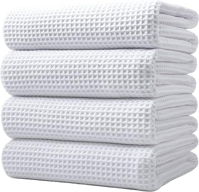 POLYTE 430 GSM Microfiber Oversize Quick Dry Lint Free Bath Towel, 60 x 30 in, 4 Pack (Waffle Wea... | Amazon (CA)