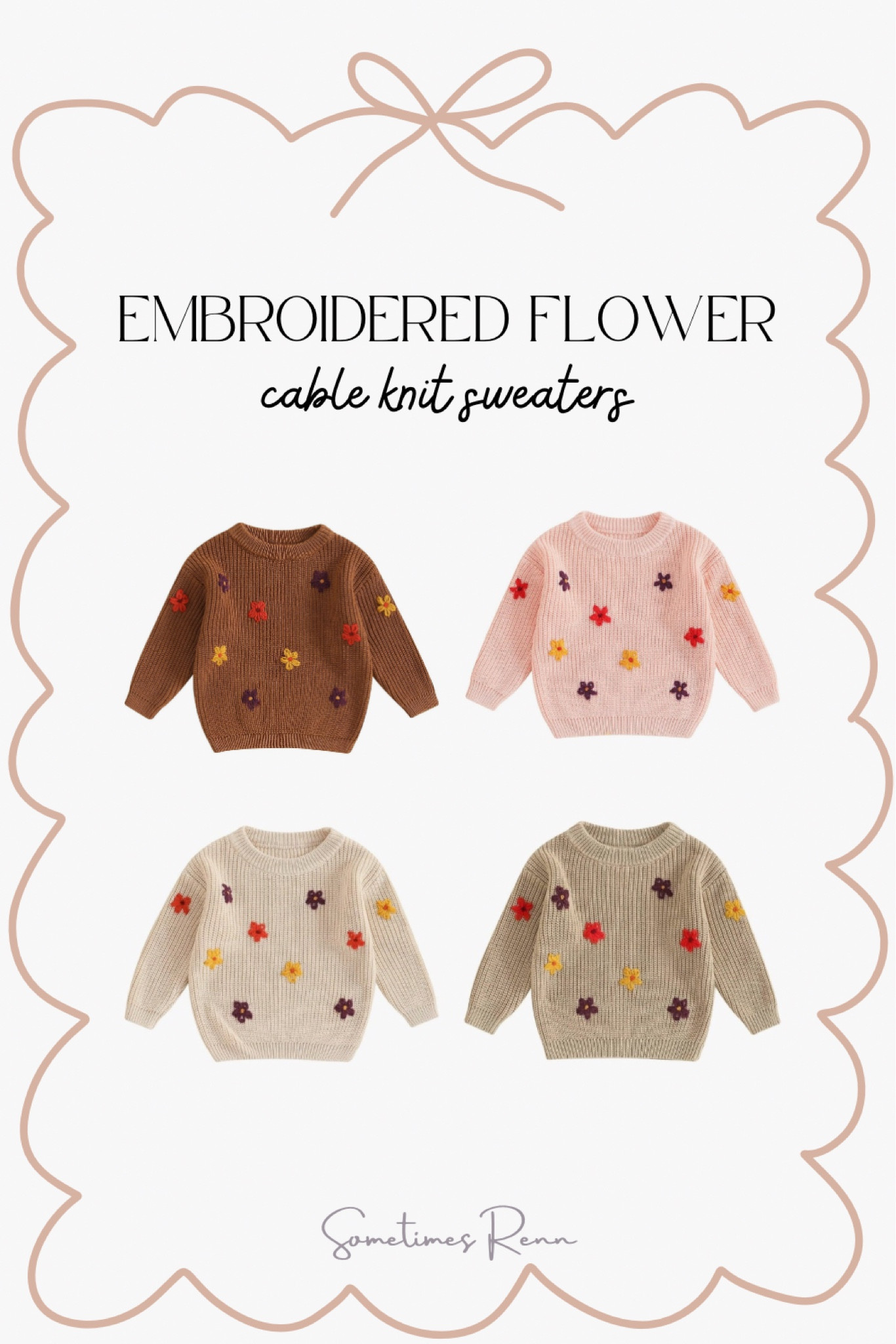 Embroidered sweater flower - cable knit sweater - grand millennial aesthetic 

#LTKBaby