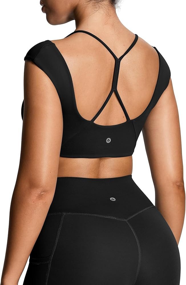 Aoxjox Women's Workout Sports Bras Luxeyoga\u2122 Fitness Scrunch Bra Yoga Crop Tank | Amazon (US)