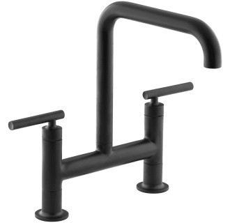 Kohler Purist Double Handle Bridge Kitchen Faucet with Rotating SpoutModel:K-7547-4-BL | Build.com, Inc.