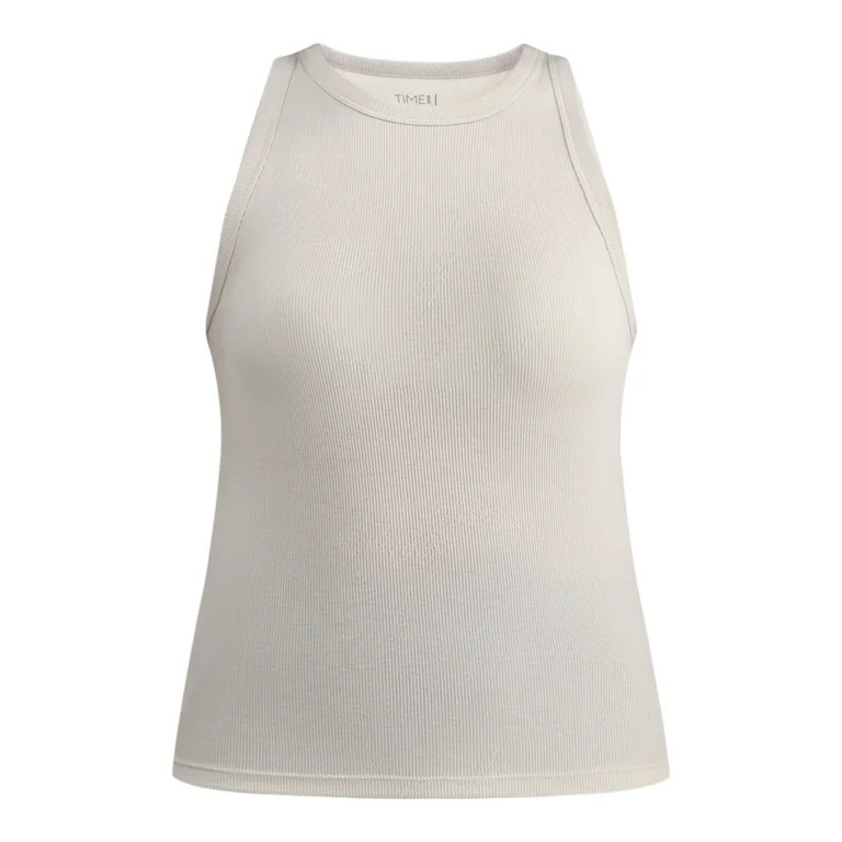 Time and Tru Women's High Neck Ribbed Tank Top, Sizes XS-XXXL | Walmart (US)