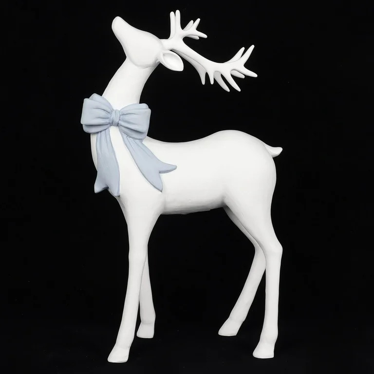 Standing Deer Christmas Tabletop Decoration, White, 16.75", by Holiday Time | Walmart (US)