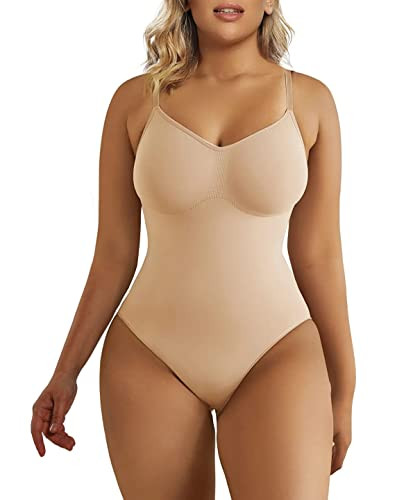 SHAPERX Bodysuit Figurenformend Damen Body Shaper Bauchweg Sculpting Shapewear Tanga Ganzkörper Formende Bodys Verstellbarer Schultergurt, UK-SZ5215-Beige-2XL/3XL | Amazon (DE)