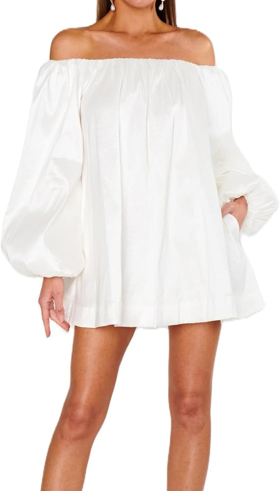 Women Y2k Puff Sleeve Short Babydoll Dress Boho Floral Flowy Mini Dress Casual Vintage Graphic Su... | Amazon (US)