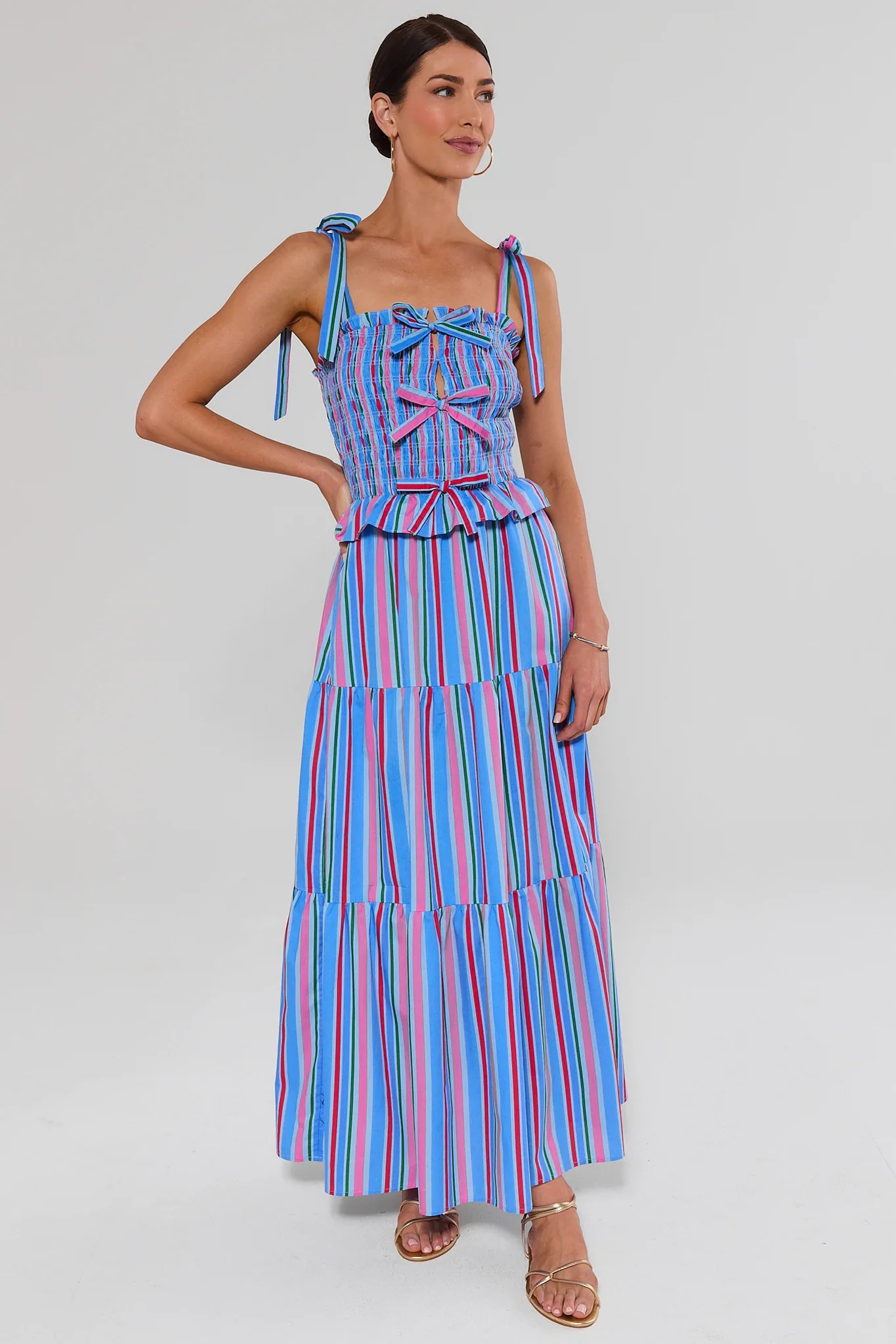 Margot Blue Striped Maxi Dress | Avara