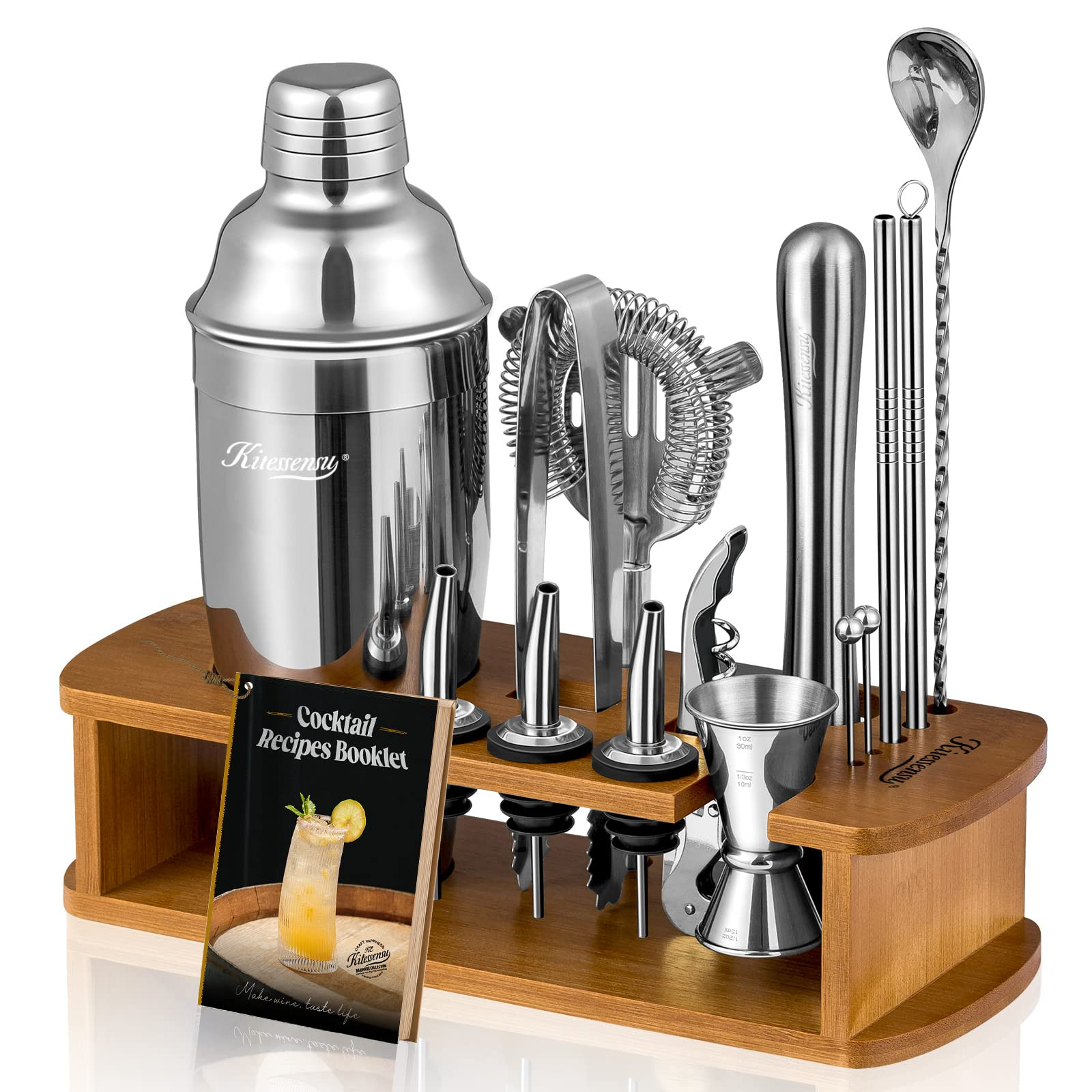 KITESSENSU Cocktail Shaker Set Bartender Kit with Stand | Bar Set Drink Mixer Set with All Essent... | Amazon (US)