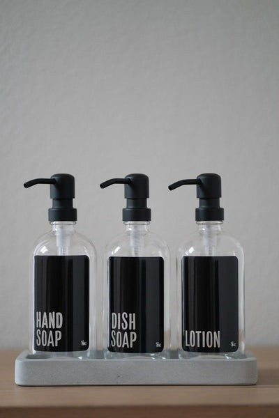 Handmade Concrete Triple Bottle Tray | Soap Dispenser Tray | Urban Ember