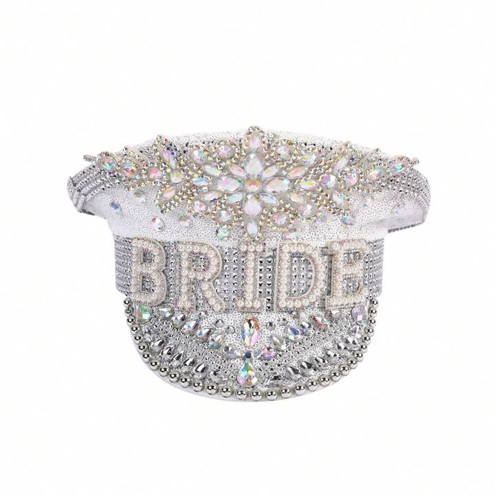 Dazzling Rhinestone Sequin Bride Hat Bridal Captain Cap For Girl's Night Bachelorette And Hen Par... | SHEIN