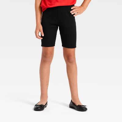 Girls' Ribbed Bike Shorts - Cat & Jack™ Black L | Target
