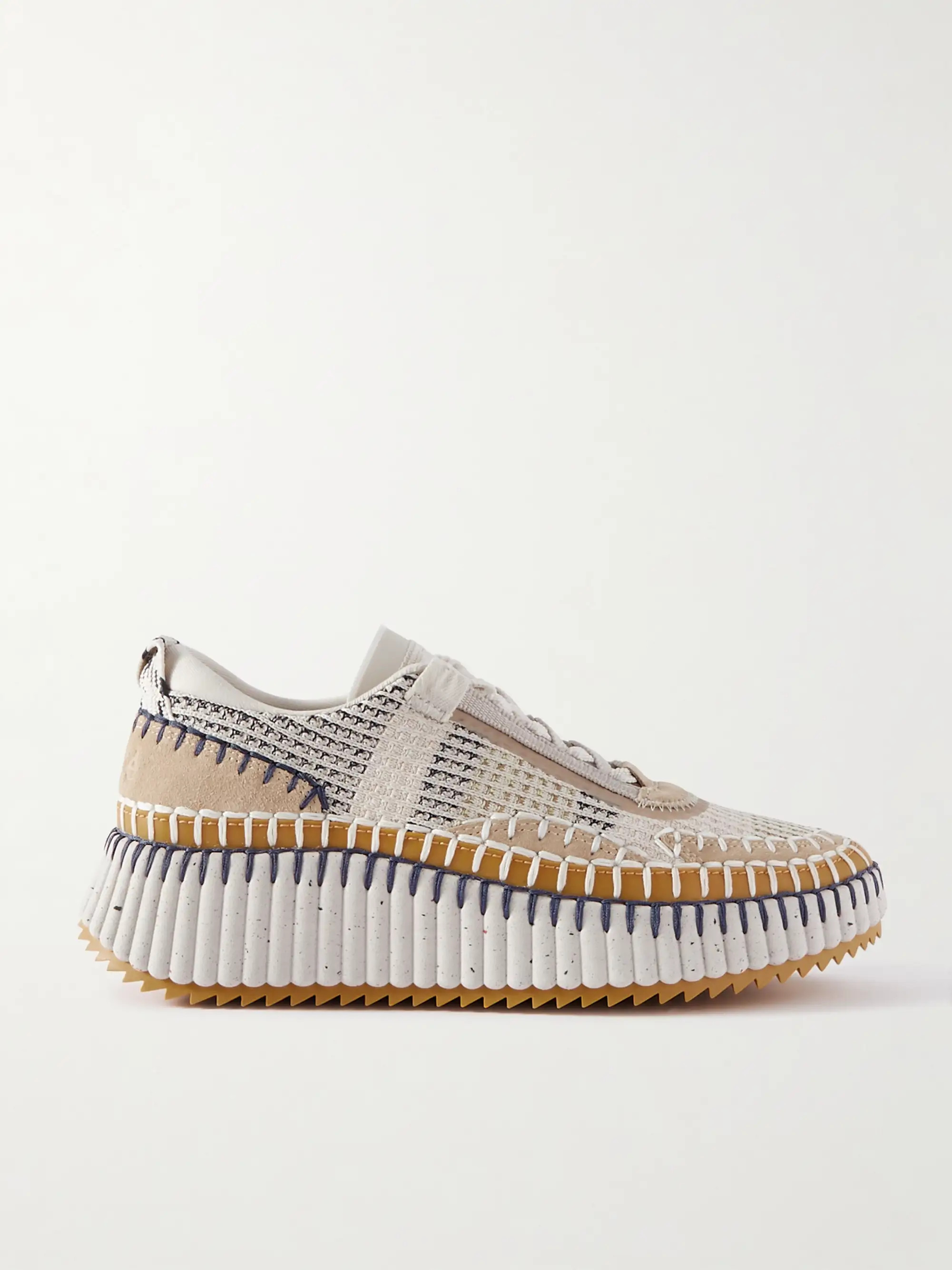 Nama embroidered suede and recycled-mesh sneakers | NET-A-PORTER (US)