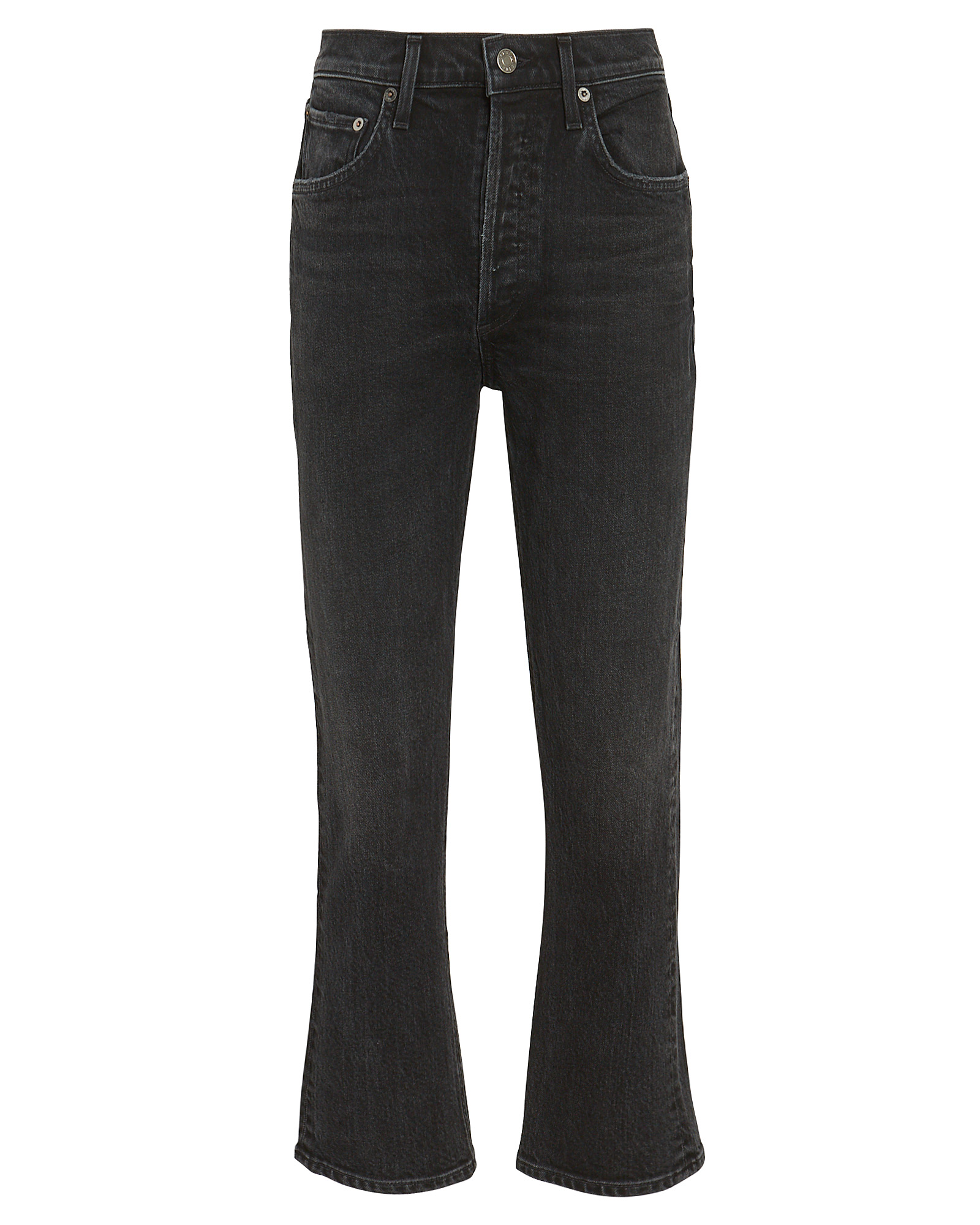 AGOLDE Riley High-Rise Straight Cropped Jeans, Black 27 | INTERMIX