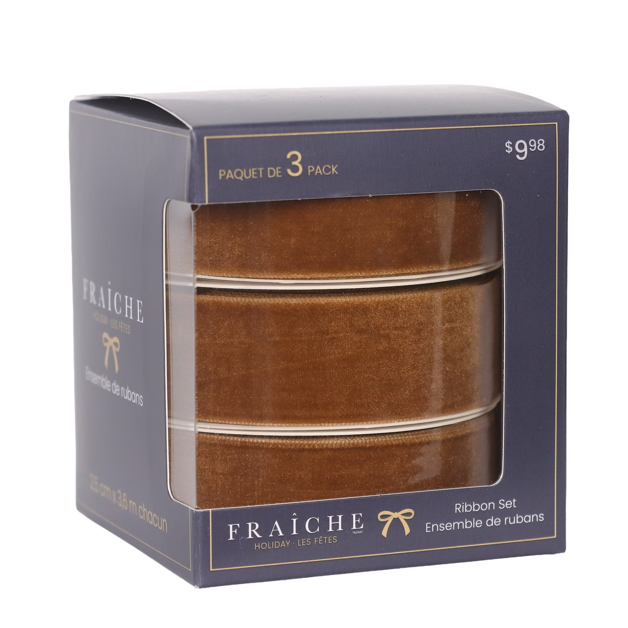Fraiche 3PK  12ft Velvet Ribbon Gift Wrap Craft Decoration Brown | Walmart (CA)