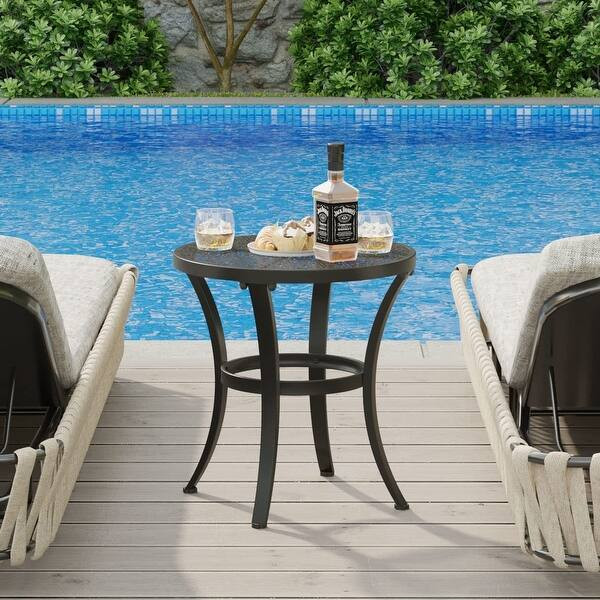 20" Round Outdoor Side Table, Patio Dining Table with Adjutable Feet - Bed Bath & Beyond - 374776... | Bed Bath & Beyond