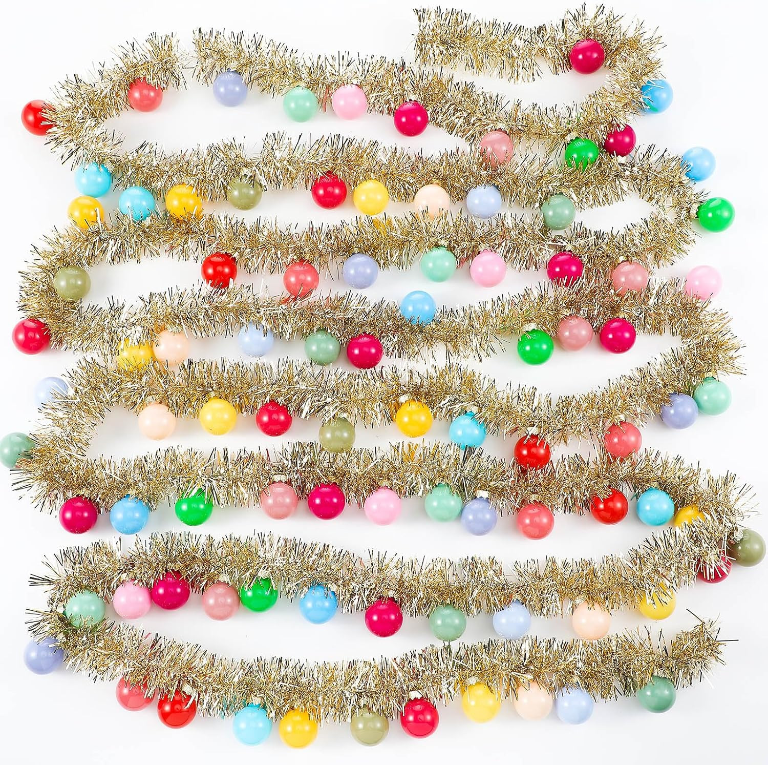 14.76 ft Christmas Bulb Ball Garland 90 Glass Balls, Enamel Color | Amazon (US)