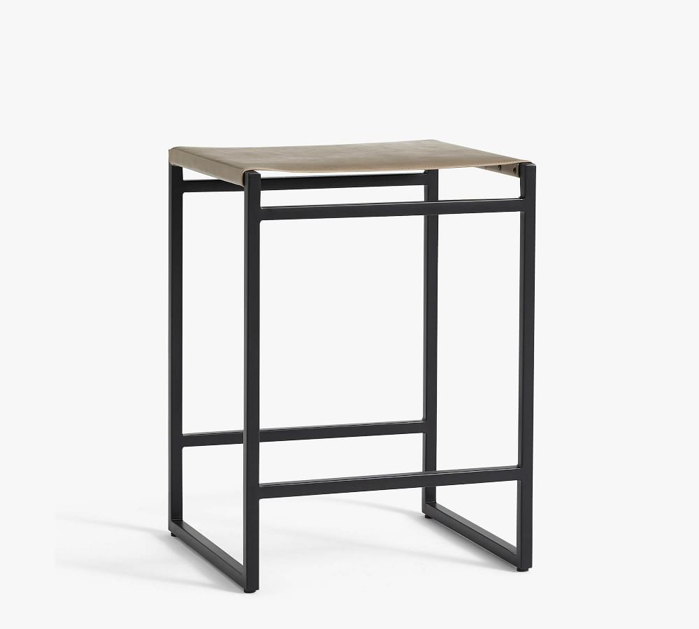 Hardy Backless Leather Bar & Counter Stools | Pottery Barn (US)