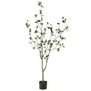 Nearly Natural 5 ft. Artificial Minimalist Citrus Tree T2762 - The Home Depot | The Home Depot