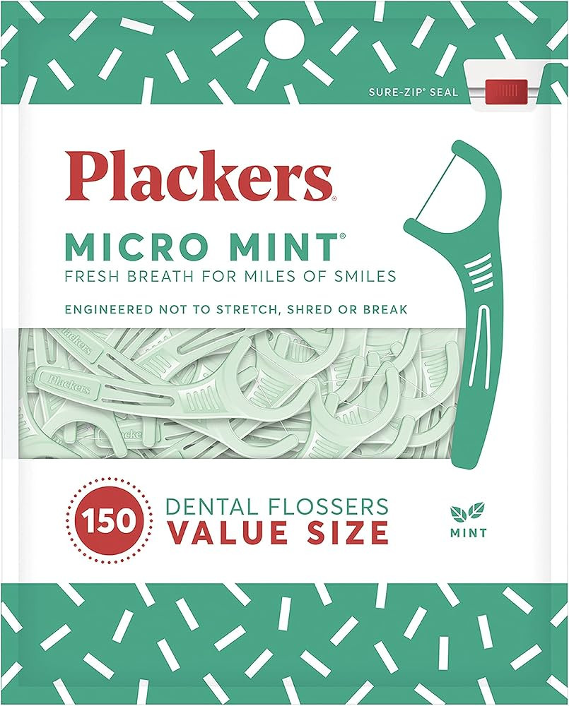 Plackers Micro Mint Dental Flossers, Fresh Mint Flavor, Fold-Out Toothpick, Super Tuffloss, Easy ... | Amazon (US)