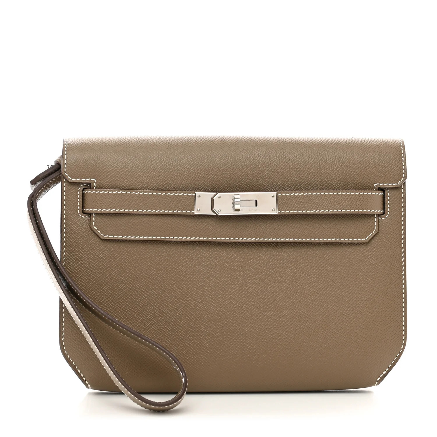 Togo Kelly Depeches 25 Pouch Etoupe | FASHIONPHILE (US)