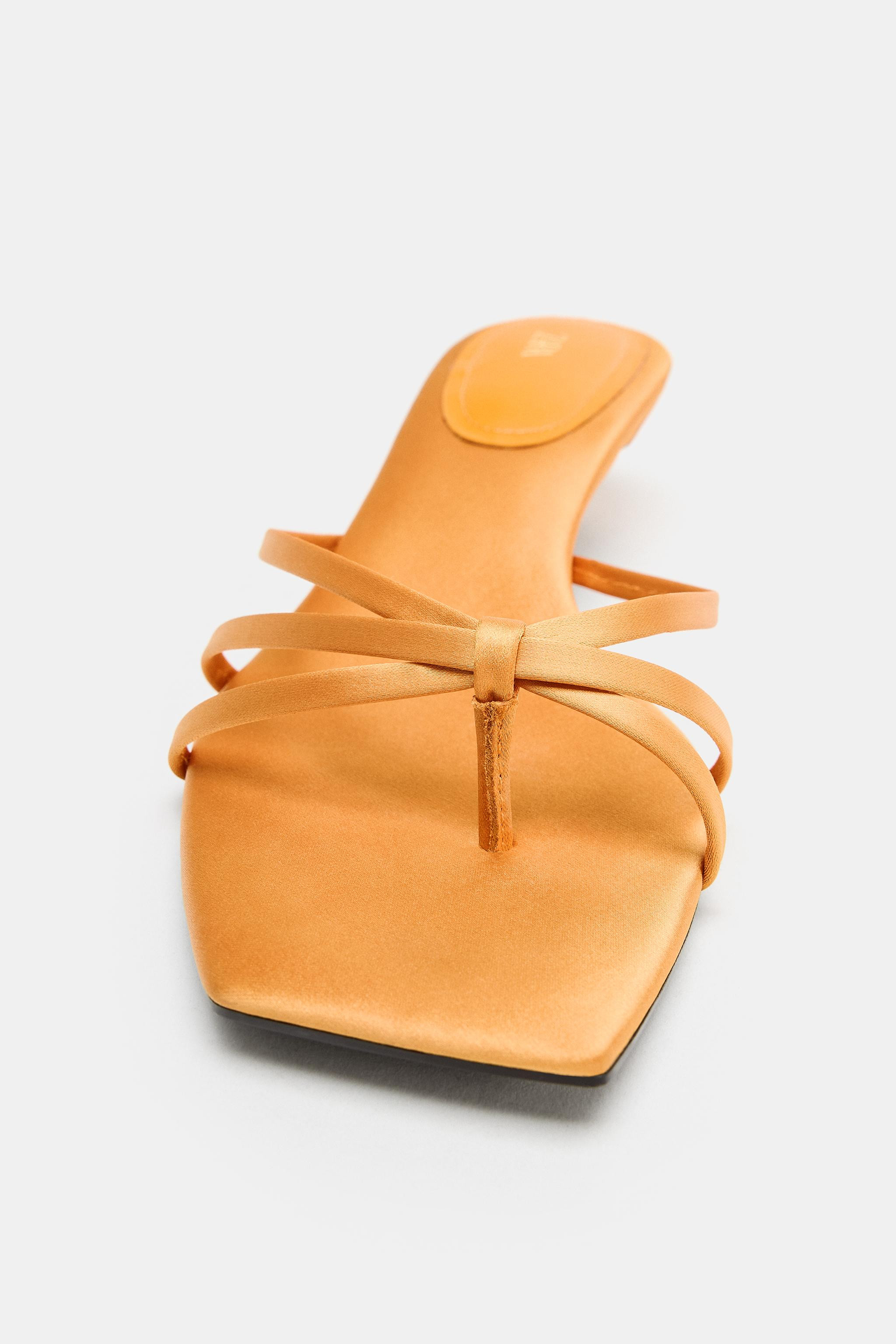 SATIN KITTEN-HEEL SANDALS | Zara UK