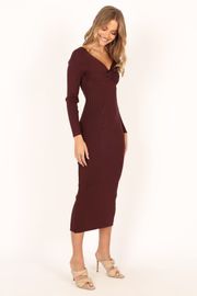 Fifi Long Sleeve Midi Dress - Wine | Petal & Pup (US)