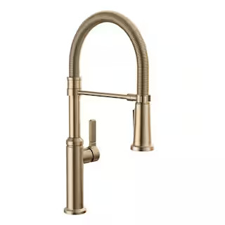 Delta Rhett Pro Gold Single Handle Pull Down Sprayer Kitchen Faucet with Spring Spout in Champagn... | The Home Depot