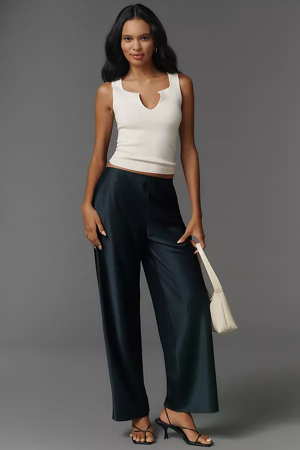 Gale Satin Mid-Rise Bias Pants | Anthropologie (US)