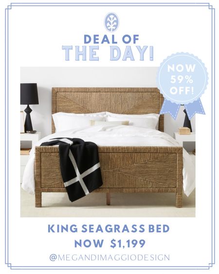 Another MAJOR deal of the day Labor Day find!! 🙌🏻 Now score this best selling Seagrass king size bed for 59% OFF!! 🤯🏃🏼‍♀️🏃🏼‍♀️🏃🏼‍♀️ more sale beds linked too like a four poster version!! 

#LTKFind #LTKhome #LTKsalealert