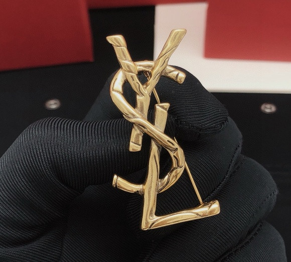 SAINT LAURENT Vintage Gold YSL Logo Brooch | Poshmark