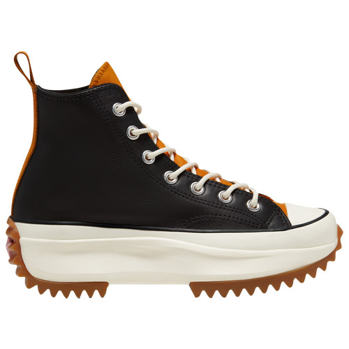 Converse Womens Converse Run Star Hike Platform Leather High Top - Womens Shoes Black/Saffron Yellow | Foot Locker (US)