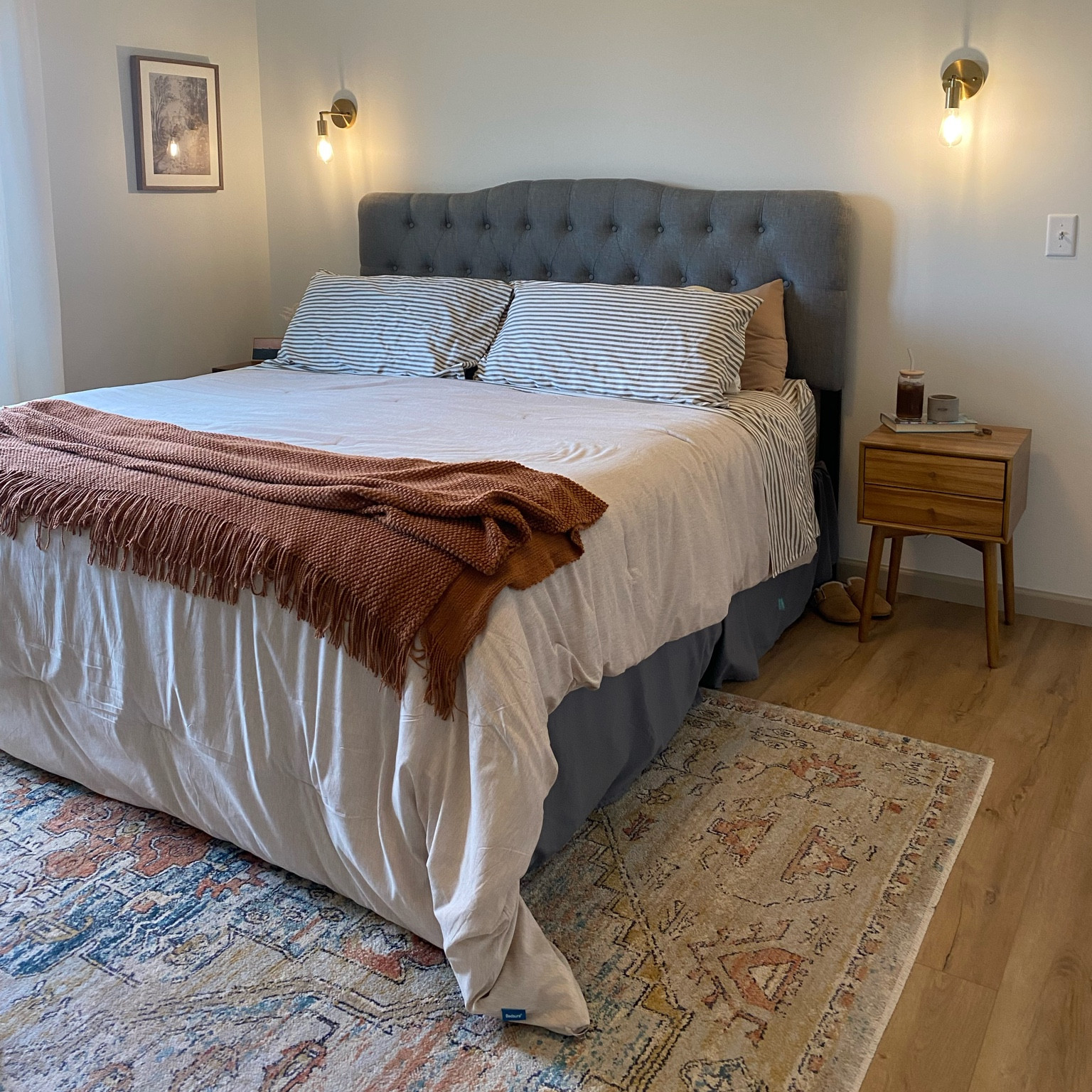 My spring bed. I love this comforter so much! I have bought three. It’s so soft and the perfect thickness. I hate dealing with duvets and this gives that look without the hassle  