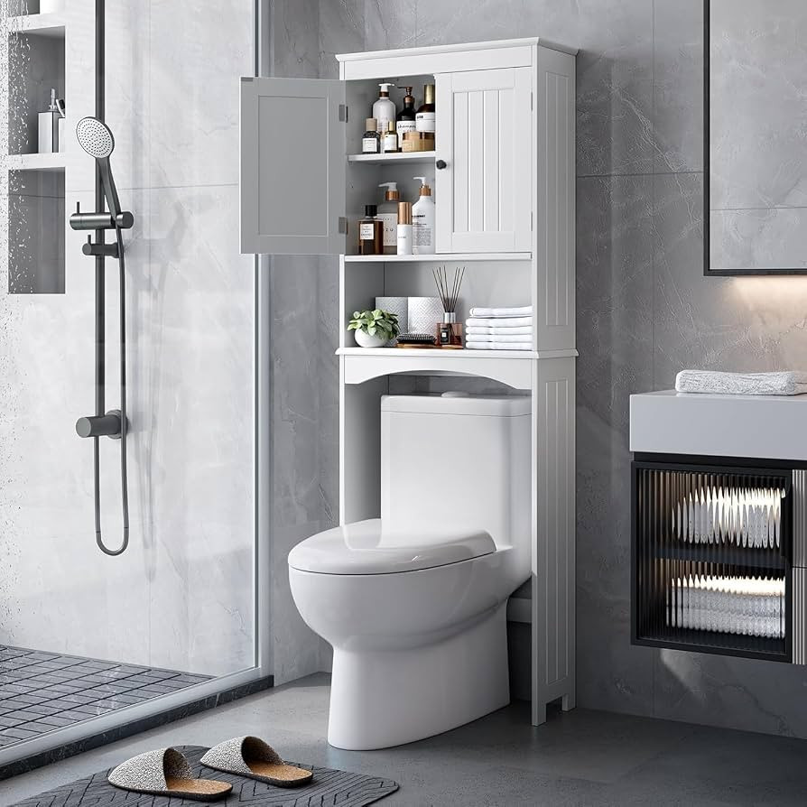 Bealife Over The Toilet Storage Cabinet with Open Shelf, Organizer with Adjustable Shelf and Doub... | Amazon (US)