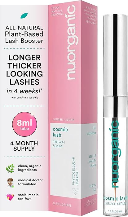 nuorganic Cosmic Lash Serum Without Prostaglandins | Eyelash Growth Serum for Thicker, Longer, Mo... | Amazon (US)